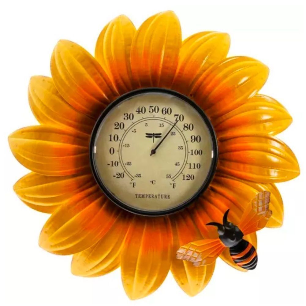 🌻🌻 Sunflower With Bee Metal Thermometer
